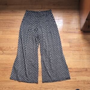 Anthropologie Elevenses Black and White Patterned Palazzo Pants.